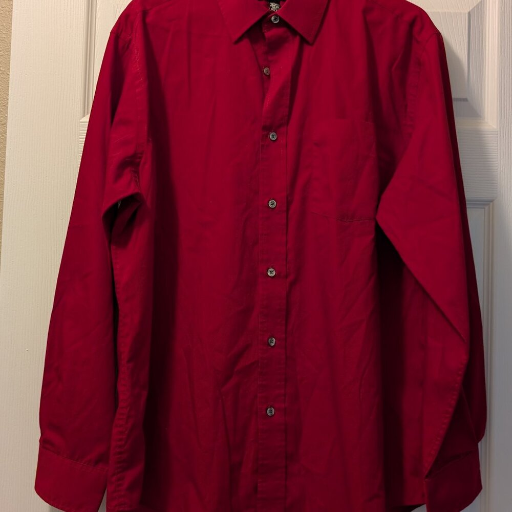 George Large Neck 16 - 16 1/2 Maroon Red Long Sleeve Button-up Dress Shirt